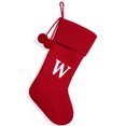 thumbnail image 1 of Christmas Knitted Stocking With Personalised Alphabet Letter Alphabet Decorations Initial Red W, 1 of 9