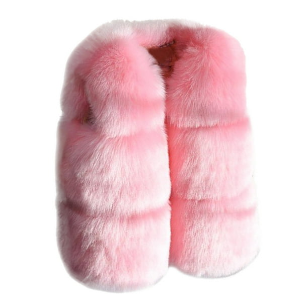 Gibobby Chaqueta de invierno para niñosChaleco de imitación para niñas pequeñas, abrigo cálido de invierno, chaqueta, ropa gruesa(Rosa, 3 Años)