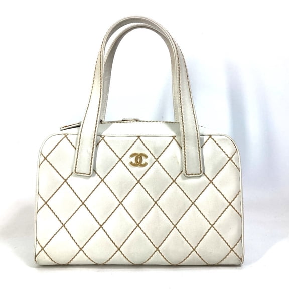 Pre-Owned CHANEL CC Coco Mark Wild Stitch Vintage Mini Boston Bag Shoulder Handbag... (Fair)