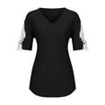 thumbnail image 5 of Quinlirra Womens Tops Women's Lace Printing Short Sleeve V-Neck T-Shirt Loose Casual Summer Tee Tops, 5 of 5