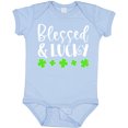 thumbnail image 3 of Inktastic Blessed and Lucky 4 Leaf Clovers St. Patrick's Day Boys or Girls Baby Bodysuit, 3 of 5