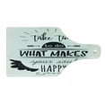 thumbnail image 1 of Tribal Cutting Board, Monochrome Do What Makes Your Soul Happy Words with Wing Arrow Motifs, Decorative Tempered Glass Cutting and Serving Board, Wine Bottle Shape, Black and White, by Ambesonne, 1 of 1