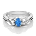 thumbnail image 2 of Gem Stone King 925 Sterling Silver Solitaire Ring Set with Fancy Blue Zirconia, 2 of 4