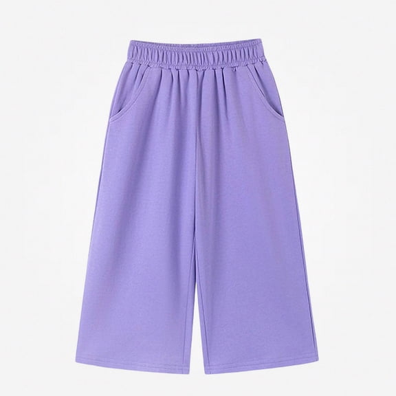 DJDLJWCJ Girls Baggy Pants Loose Fit Lightweight Straight Leg Pants with Pocket Purple Size 3T