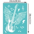 thumbnail image 3 of 2Pcs 8.6x11 Inch Rock and Roll Self-Adhesive Silk Screen Printing Stencil Guitar with Wing Note Silk Screen Stencil Music Theme Reusable Mesh Stencils Transfer for DIY T-Shirt Fabric Painting, 3 of 9