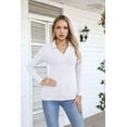 thumbnail image 2 of Vafful Womens Long Sleeve Shirts Polo Tops V Neck Slim Fitted Ribbed S-XL, 2 of 6