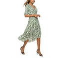 thumbnail image 2 of Liacowi Women Midi Dress Short Sleeve V-neck Flower Print Elegant Summer Casual Party Dress, 2 of 7