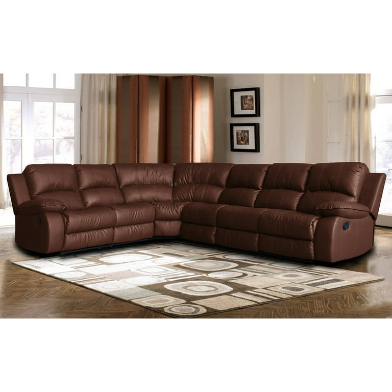 Classic oversize and overstuffed corner bonded leather sectional with 2 reclining seats hotsell