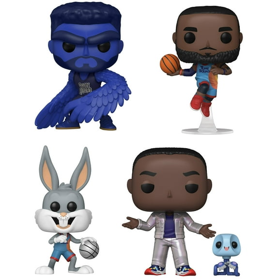 Funko POP Space Jam 2 Collectors 4 pc Set W/ the Brow, Lebron Leaping, Bugs Bunny, and Al G. Rythm with Pete Buddy