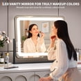thumbnail image 4 of Ourlova Vanity Mirror with Lights LED Makeup Mirror Large Lighted Mirror with 3-Color Dimmable Modes and Smart Touch Control Perfect for Desk or Bedroom Vanity Desk Tabletop Makeup Black, 4 of 7