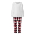 thumbnail image 1 of Argulvti Family Matching Christmas Pajama Set, Solid Color Long Sleeve Tops and Plaid Pants Sleepwear Outfits, 1 of 9