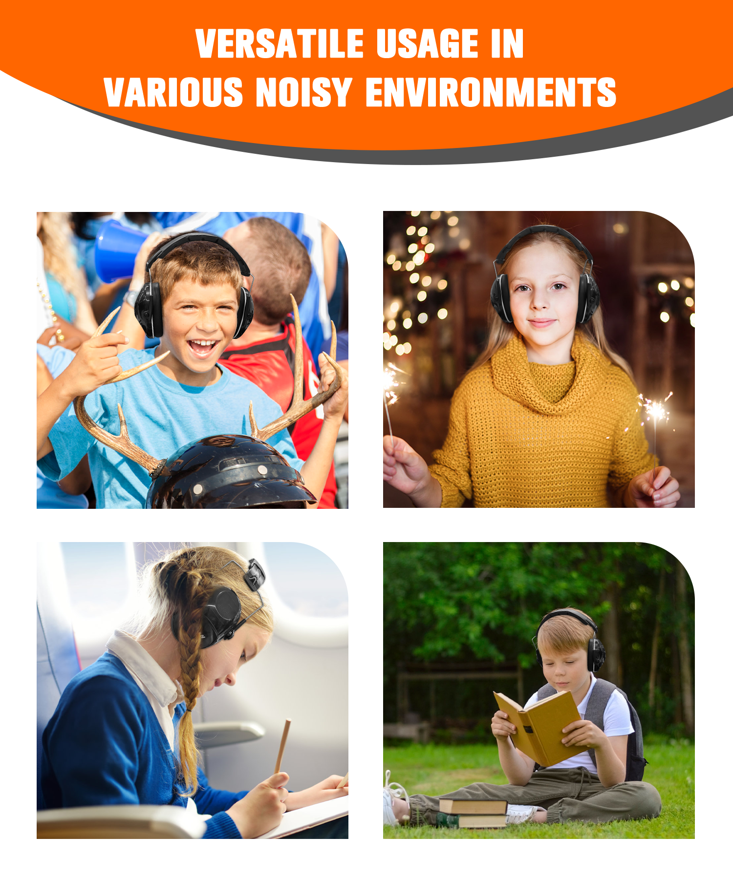 ZOHAN 032 Kids Noise Canceling Headphones - 25dB NRR Kids Ear Protection Earmuffs for School, Monster Jam, Fireworks, Travel, Air Show, Concert, Autism - Black