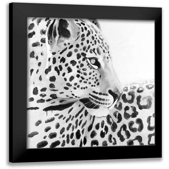 Atelier B Art Studio 12x12 Black Modern Framed Museum Art Print Titled - Beautiful Leopard
