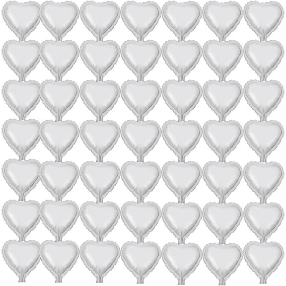 50 Pcs 10 inch Heart Shape Foil Mylar Balloons Silver Balloons Heart Balloon for Birthday Party Decorations, Wedding Decorations, Engagement Party, Valentine's Day, Holiday, Show, Party Activities