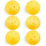 Set of 6 Pickleballs, Standard Size (40 Hole Pattern), Outdoor Polymer Balls