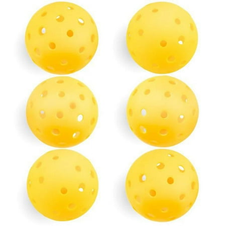 Set of 6 Pickleballs, Standard Size (40 Hole Pattern), Outdoor Polymer Balls