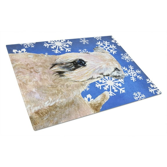 Caroline's Treasures Wheaten Terrier Soft Coated Winter Snowflakes Holiday Glass Cutting Board Large