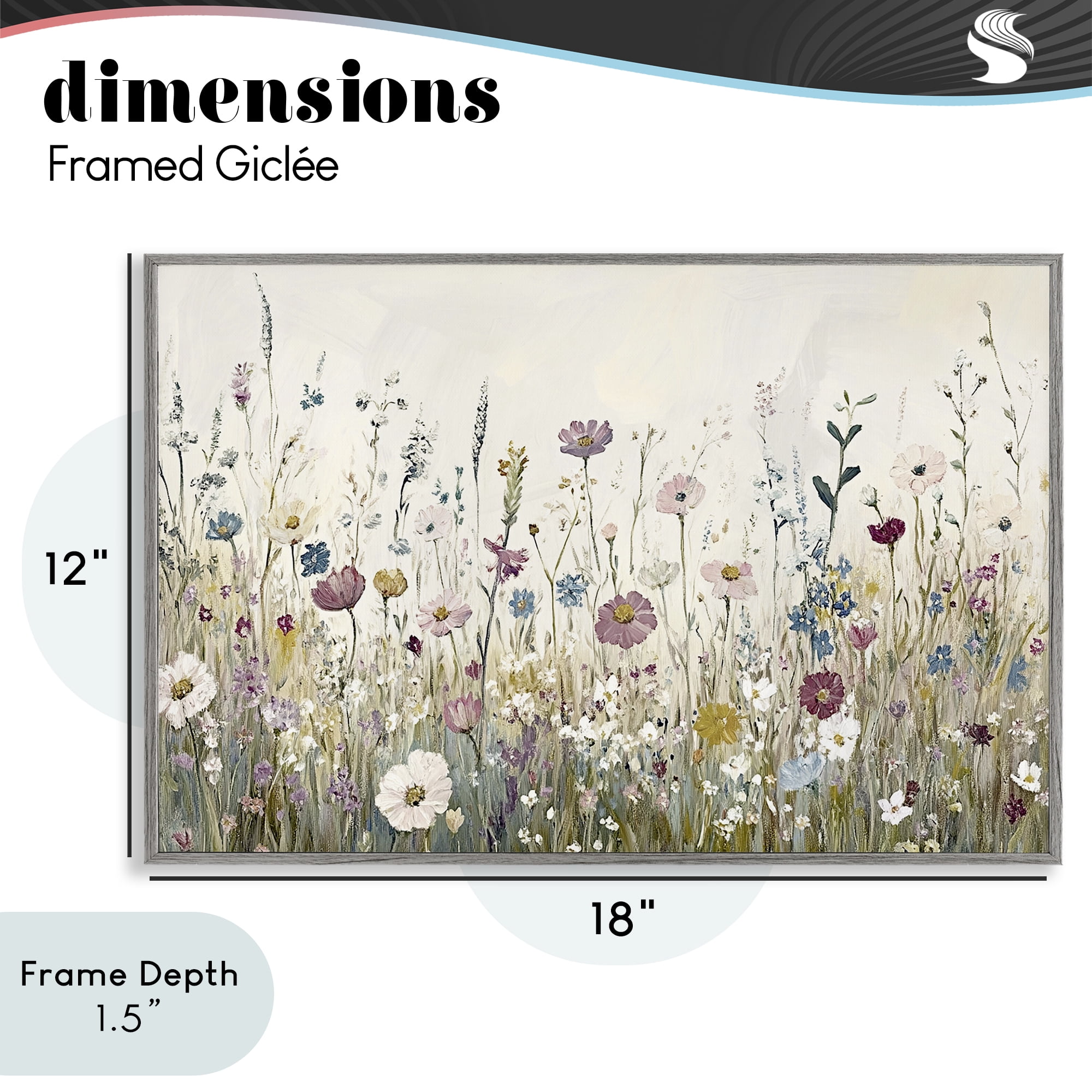 Stupell Industries Spring Blooms Pastoral Meadow Gray Framed Giclee Art, design by Kim Allen