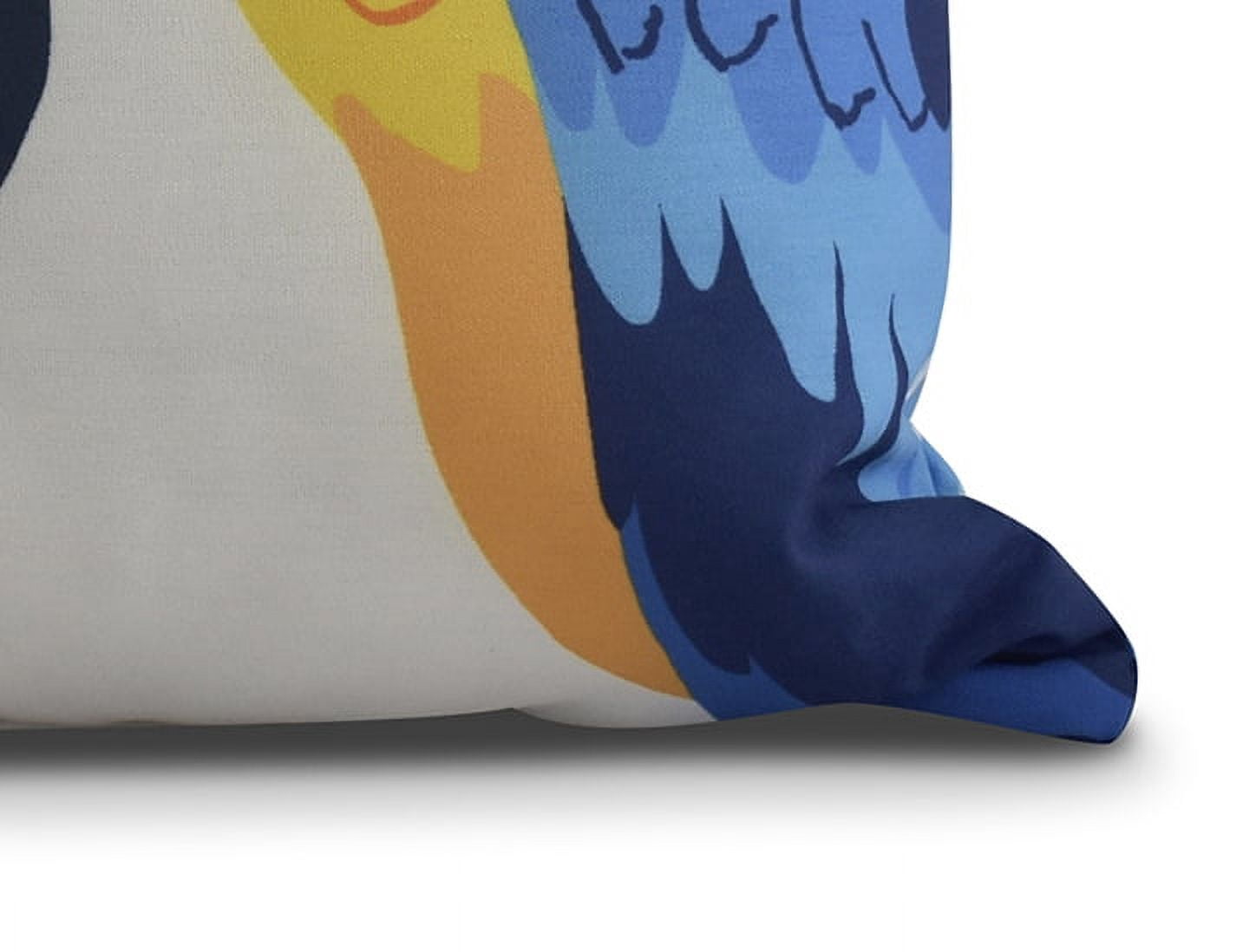 Simply Daisy, 20" x 20" Macaw Close Up, Animal Print Outdoor Pillow, Mid Blue
