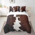 thumbnail image 2 of Manfei Cow Hide Print 7pcs Bedding Comforter Set,Brown Cattle Hide Queen Bedding Sets,Brown Gray Queen Sheet Sets For Adults,Microfiber Bedroom Decor, 2 of 8