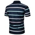 thumbnail image 4 of IYTR Mens T Shirts Casual Comfy Striped Short Sleeve Summer T Shirts Leisure Sport Shirts Pullover Lapel Dark Blue S, 4 of 7