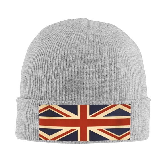 Retro British Flag Beanie Hat Knit Hat Skull Cap for Men Women Winter Hat Gray