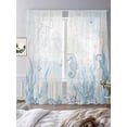 thumbnail image 3 of Blue Seahorse Coastal Sheer Curtains 84 Inch Length 2 Panels Set, Summer Beach Nautical Ocean Coral Voile Window Treatment Rod Pocket Curtains Sheers Drapes for Bedroom/Living Room/Kitchen 52"x84"x2, 3 of 7