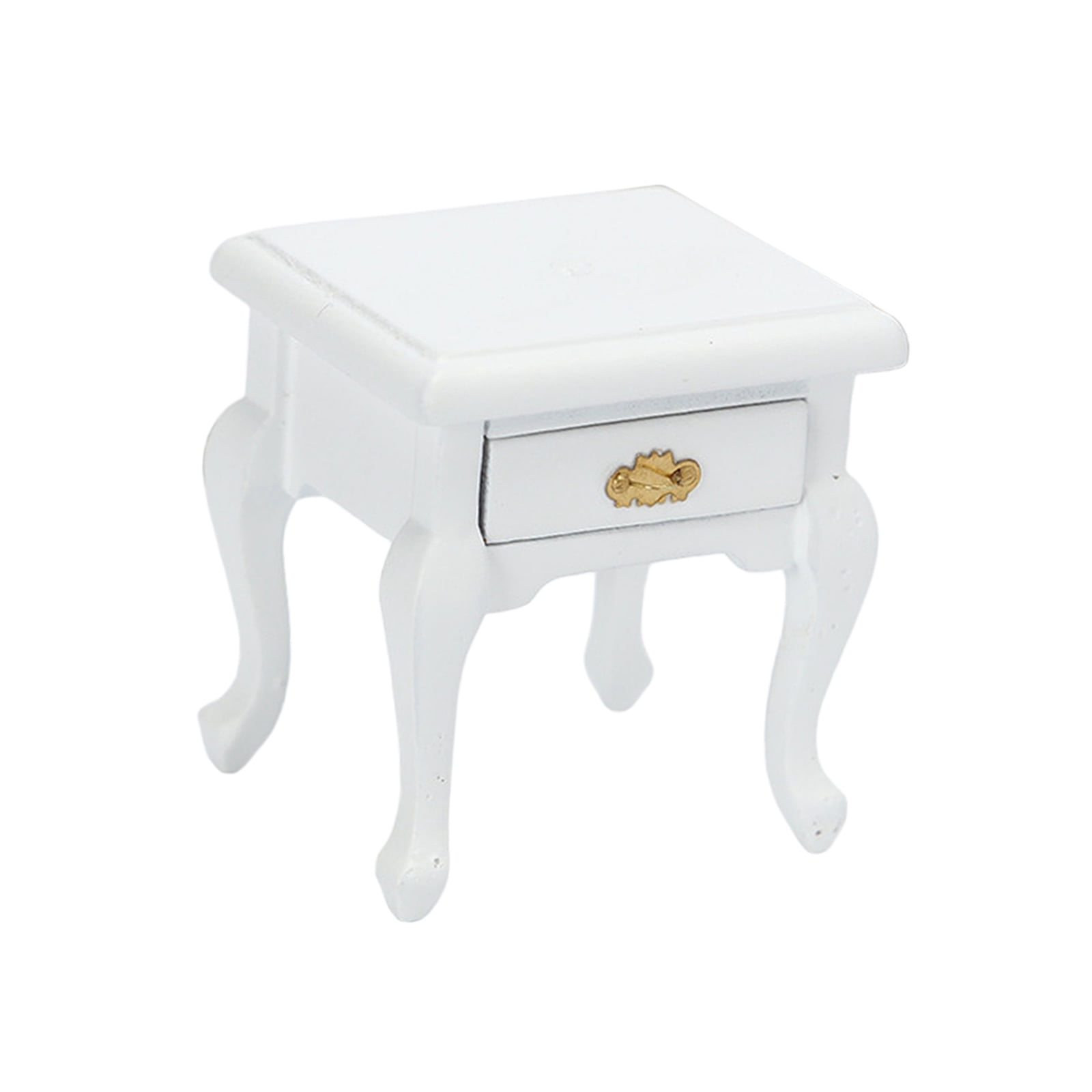 1:12 Dollhouse Bedroom Furniture White Wood Bedside Table Nightstand Cabinet 