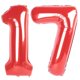 thumbnail image 1 of Globo Upegesy, número 17, rojo, 40 cm, decoración para fiesta de cumpleaños, 1 of 1