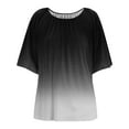 thumbnail image 5 of Horkkom Plus Size Tops for Women Summer Crew Neck Short Sleeve Shirts Casual Loose Gradient Print Tunic Top XXL, 5 of 6