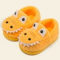 thumbnail image 5 of BOBOGOJP Kids Cotton Warm Slippers Boys Girls Soft Indoor House Slipper Socks Fuzzy Plush Dinosaur Home Shoes for Winter Yellow for Size 18, 5 of 6