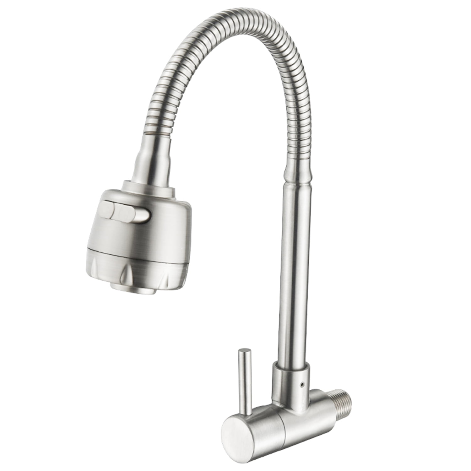 Kitchen Faucets,Finished Rotatable Water Handle Sink Stainless 2 Water Modes Stainless Steel Brushed Kitchen 2 Water Sink Faucet Wall-mounted Steel Brushed Finished Rotatable Water Tap Adben