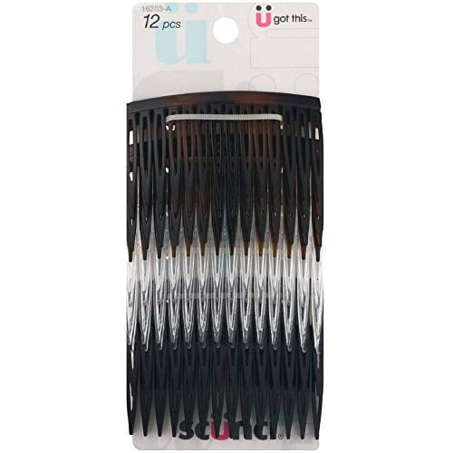 Scunci Effortless Beauty Side Hair Combs, Assorted Colors, 12-Pcs