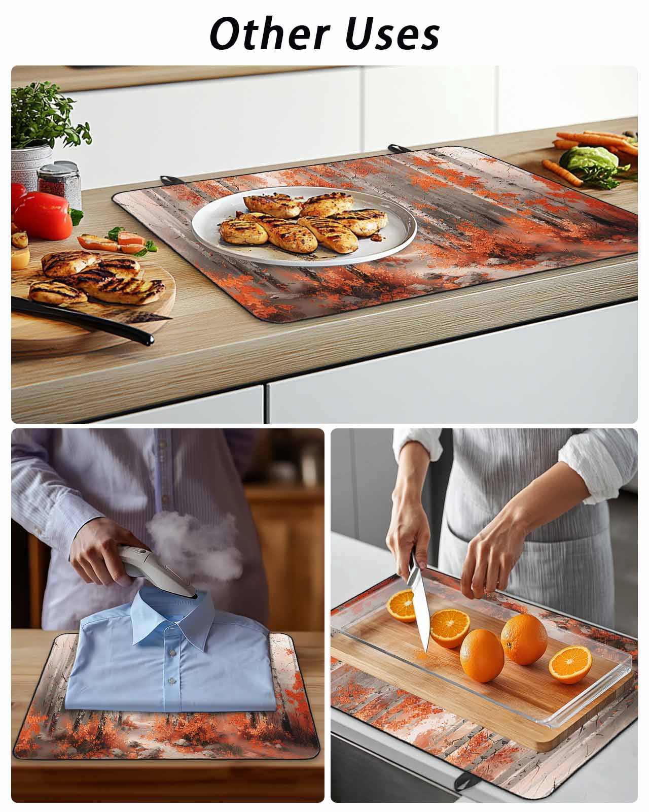 Stove Top Covers for Electric Stove, Red Orange Glass Stovetop Cover Protector, Modern Oil Painting Art Forest Induction Cooktop Protector Oven Mat for Kitchen Countertop 24"x21"