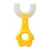 Cepillo de dientes para bebés Limpieza de dientes de silicona en forma de U para niños (Gato amarillo 6-12) Ehuebsd sin BPA