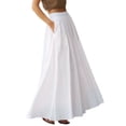 thumbnail image 3 of Women'S High Waist Casual Versatile Flowy Maxi Skirt Elegant Summer Boho Chic Midi Long Skirt White S, 3 of 9