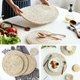 thumbnail image 3 of SPRING PARK Natural Corn Husk Woven Placemat, Large Round Braided Tablemat, Heat Resistant Non-Slip Weave Placemats Handmade for Table, Coasters, Pots, Pans & Teapots in Kitchen, 3 of 7