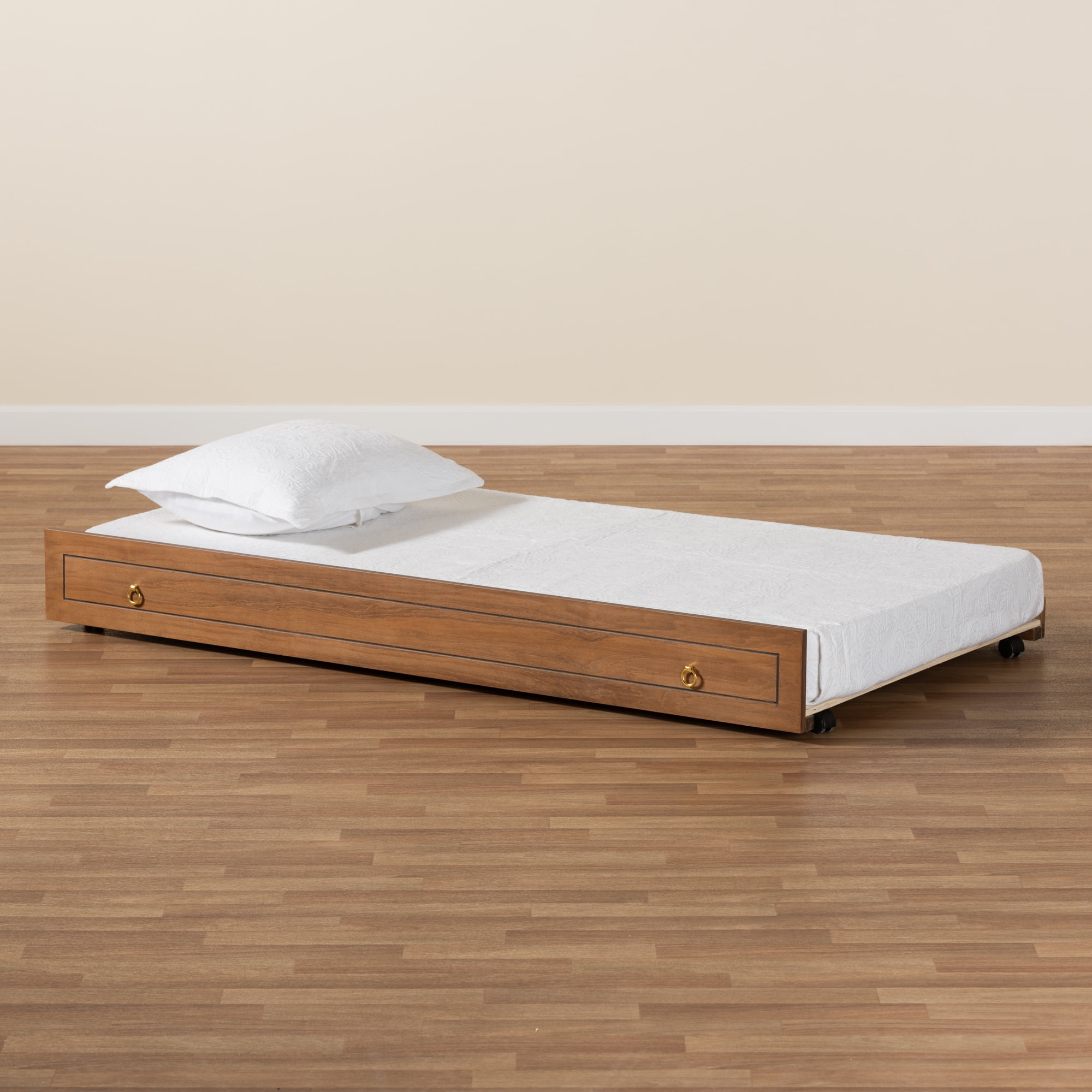 Baxton Studio Alya Classic Traditional Farmhouse Walnut Brown Finished Wood Twin Size Trundle