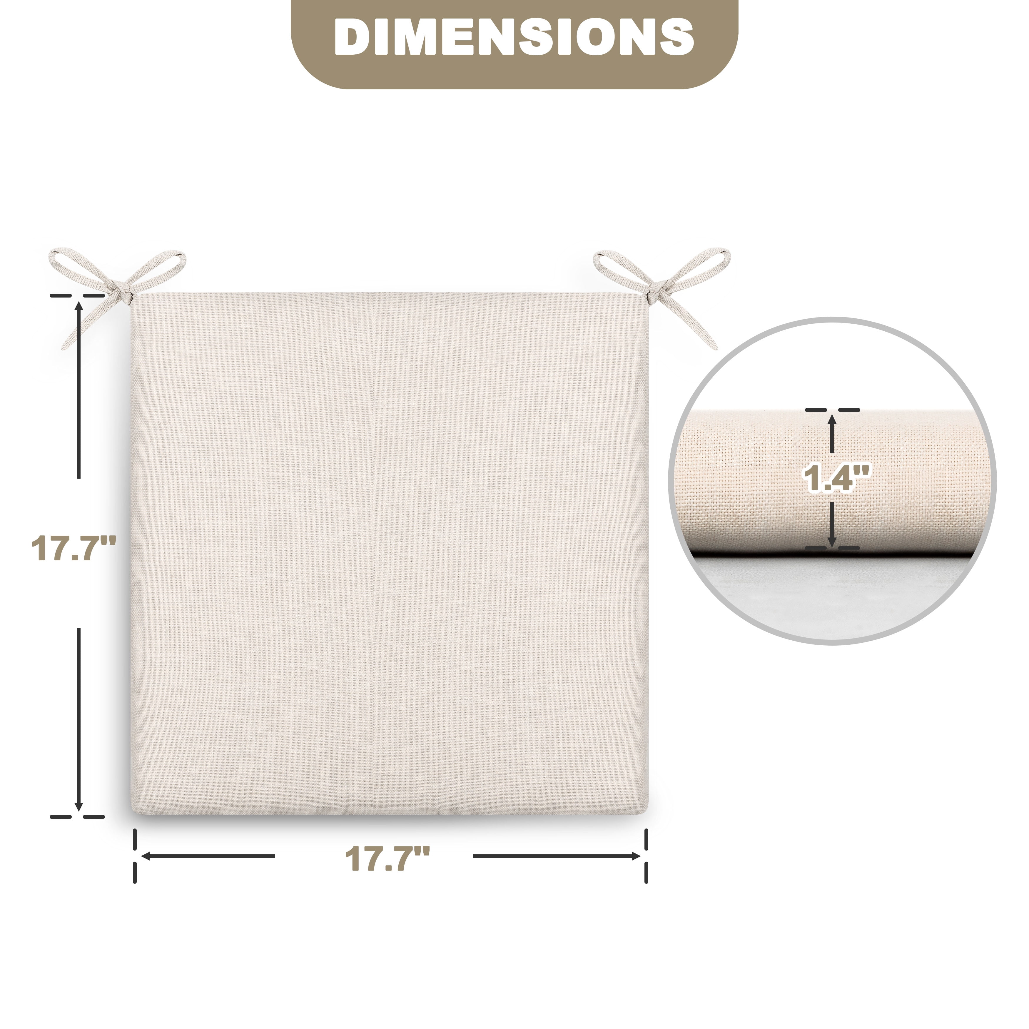 Nuu Garden Outdoor Patio Chair Cushions Set of 2, Outdoor Seat Cushions for Patio Furniture Patio Chair Cushions with Zippers, Square Outdoor Chair Pads, Beige