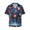 thumbnail image 2 of Lsque Fireworks1 print Men's Cuban Collar Short Sleeve Shirt Summer Beachwear Casual Button Down Fashionable Vacation Leisure Shirt-Medium, 2 of 7