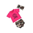 thumbnail image 2 of Liacowi Baby Girl Summer Short Sleeve T-Shirt + Camouflage Shorts + Headband, 2 of 7