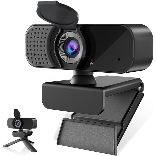 1080P Webcam with Microphone and Physical Privacy Cover, Noise Cancelling USB Web Camera, Auto Light Correction, Plug and , Wide Angle PC Camera for Zoom, Online Class, Laptop/Desktop