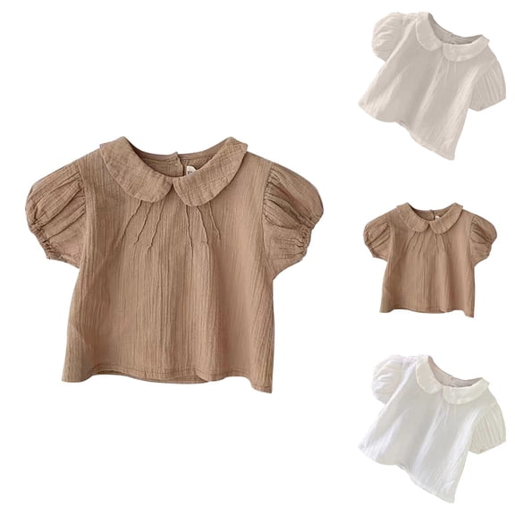 Toddler Girls Tops and Baby Blouses Short Sleeve Cute Casual Outfit Sweet Versatile Summer Shirt for 0 3 Years
