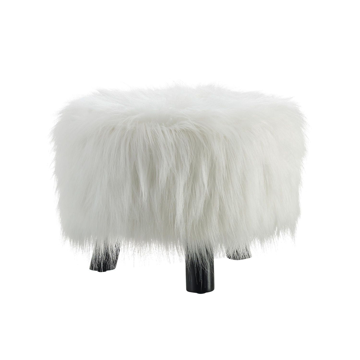 Tabouret en Fausse Fourrure Blanche Jannel