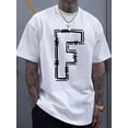 thumbnail image 1 of Simple and stylish F-letter printed men's round neck short sleeved T-shirt, comfortable and breathable casual sports top suitable for spring and summer vacation leisure, 1 of 5