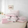 thumbnail image 6 of jejeloiu Kawaii Bowknot 7-Piece Bedding Comforter Set,Cartoon Bowtie Bow King Bedding Sets,Pink Geometric Stripes Bed Sheets For Girl,Breathable Home Decor Reversible, 6 of 8