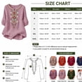 thumbnail image 3 of PBFRDSJ Cotton Linen Tops for Women Lightweight Retro Embroidered 3/4 Sleeve Bohemian Peasant Shirts Plus Size V Neck Casual Summer Beach Boho Tops, 3 of 9