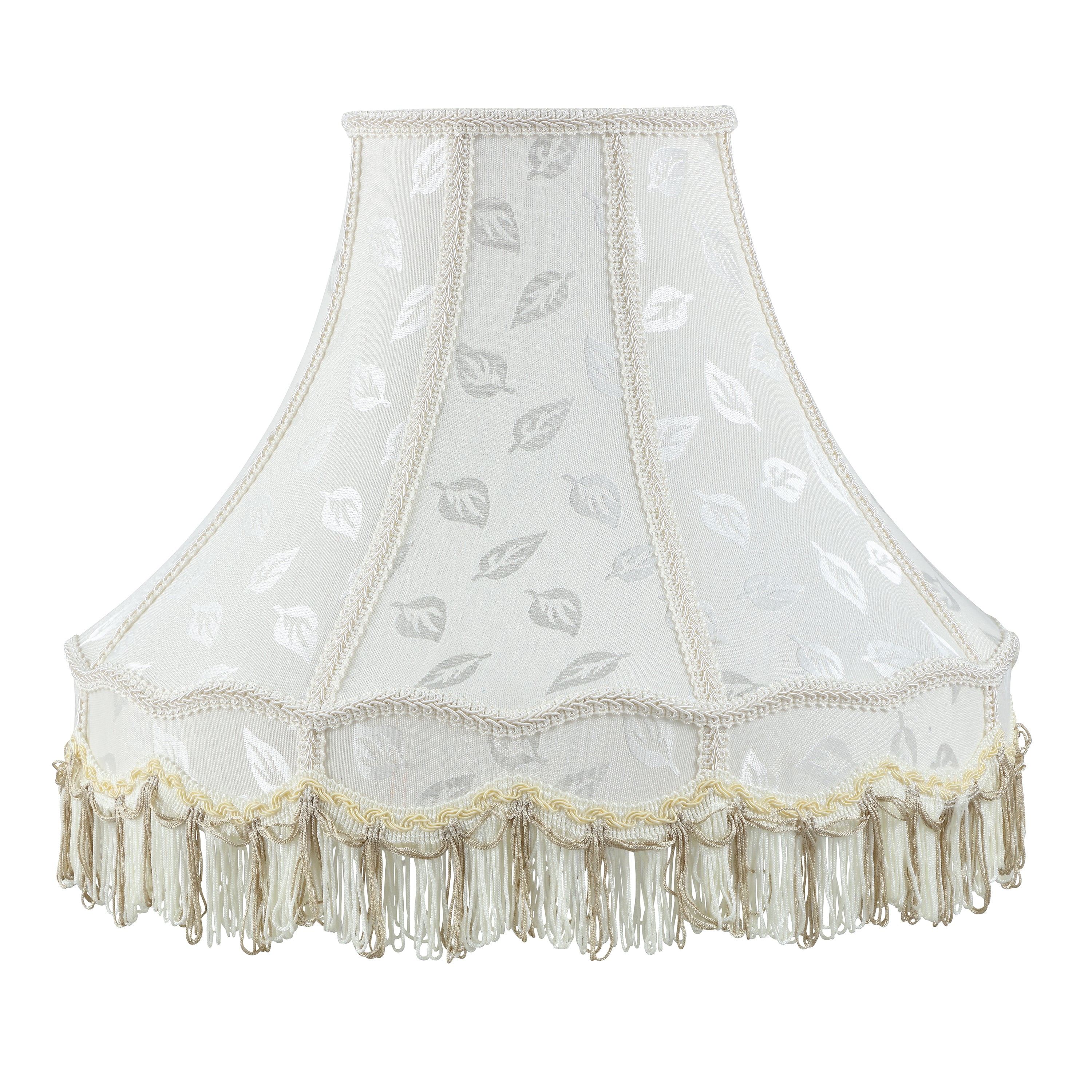 Aspen Creative 30627, Hand sewn Scallop Spider with Trim Lamp Shade, Off-White, 7" T x 17" B x 13" H