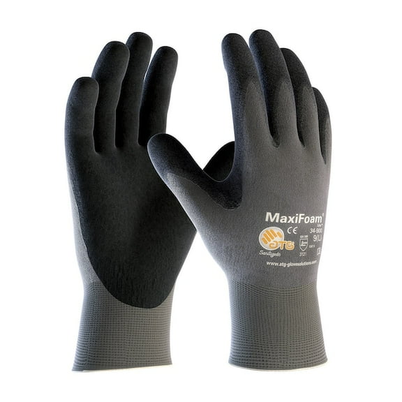 Protective Industrial Products Maxifoam Lite Gray 15G Nylon Shell Black Nitrile Foam Coating Medium 12 Pairs Of Gloves