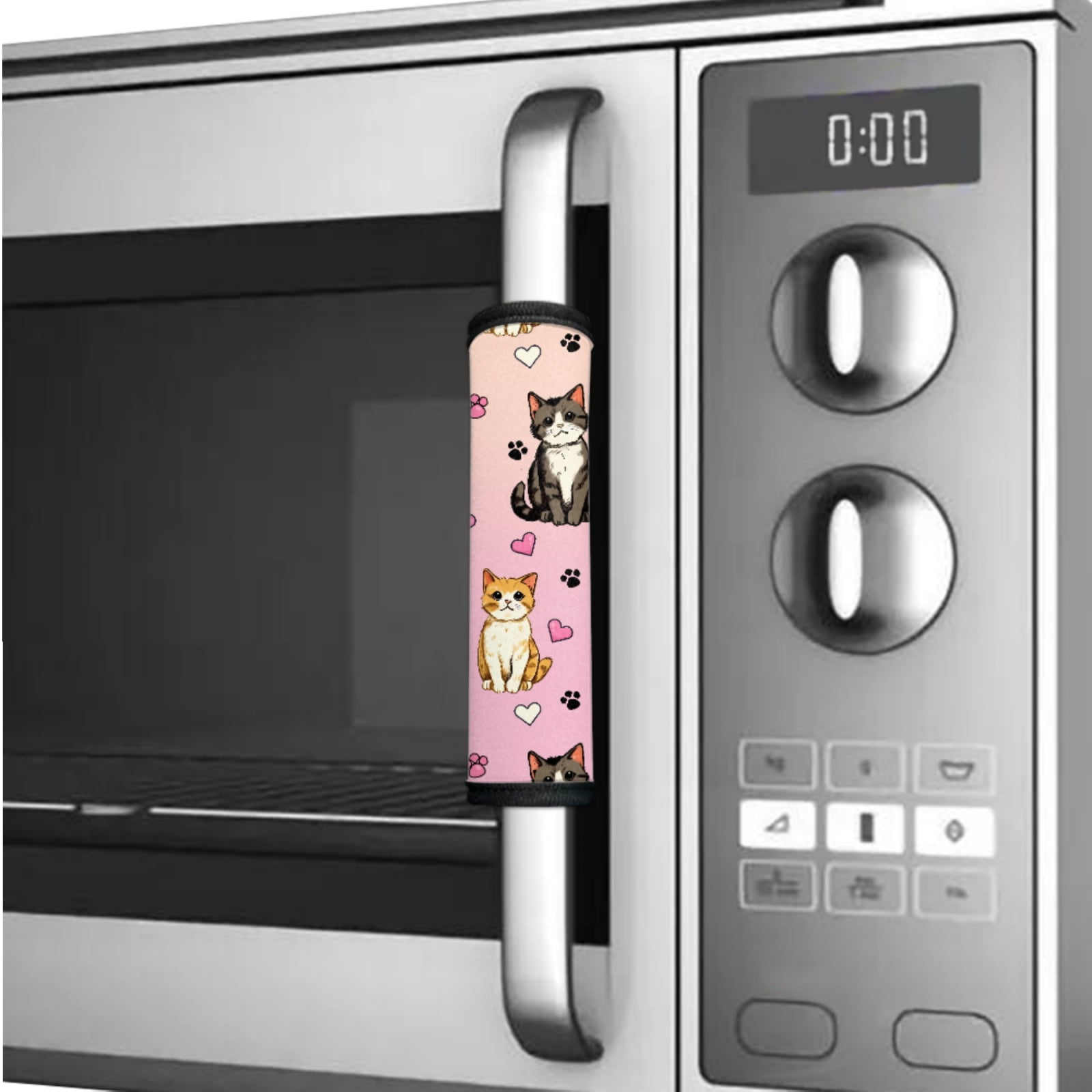SEANATIVE Refrigerator Microwave Handle Covers Set of 6 Neoprene Kitchen Appliances Handle Protector Anti-Slip Kitchen Indoor Decor Keep Clean, Cute Cat Paw Love Pink Gradient